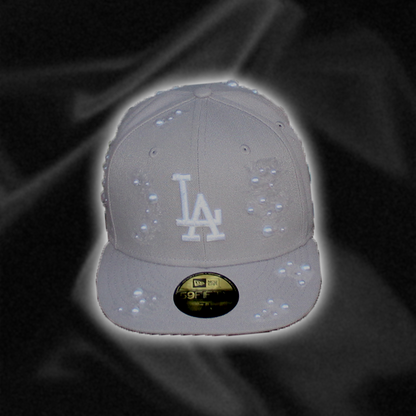 grey cap with pearls