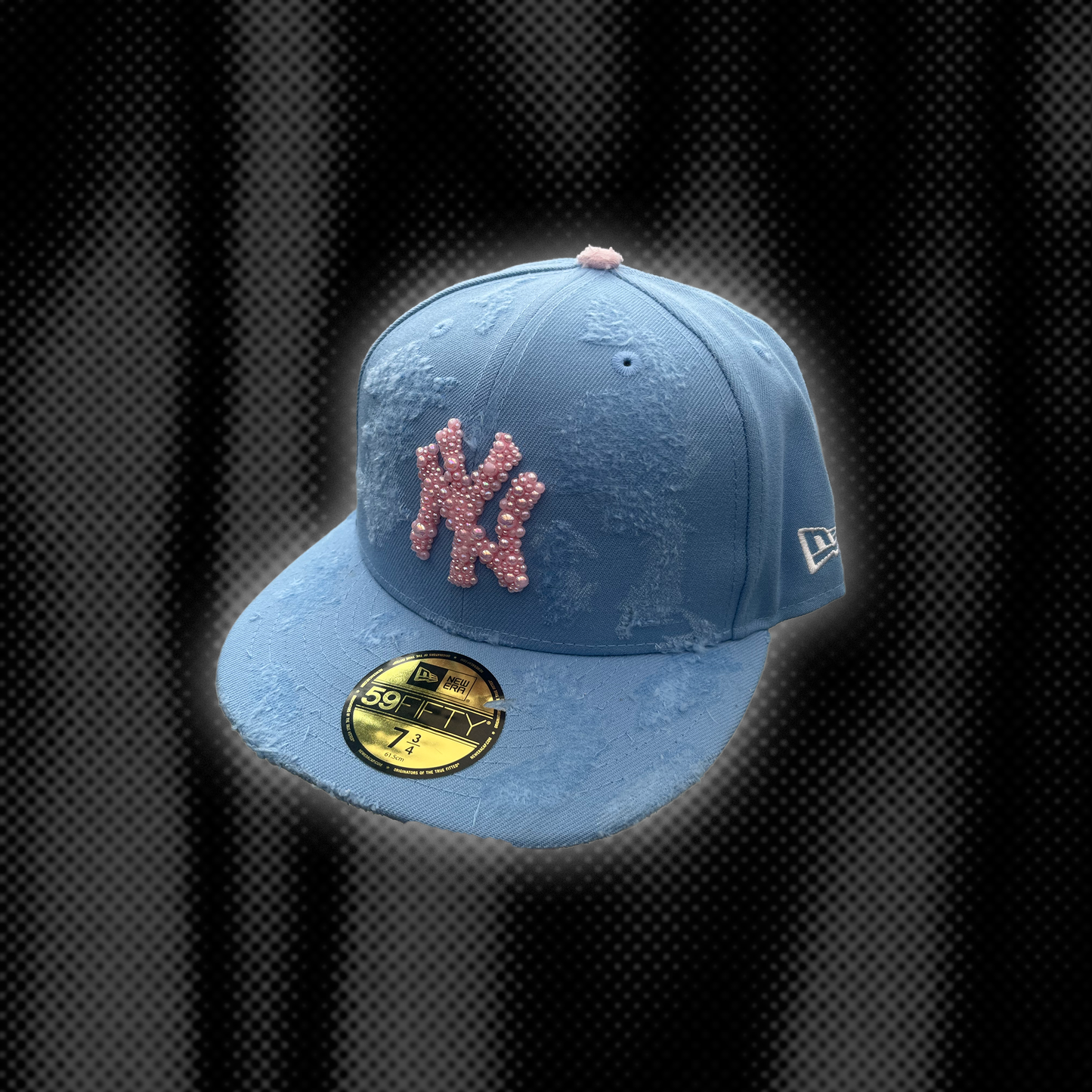 Ice Blue Pink Pearl Cap